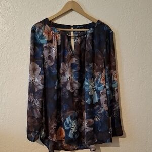 Investments Blue and Brown Blouse with Elegant Design